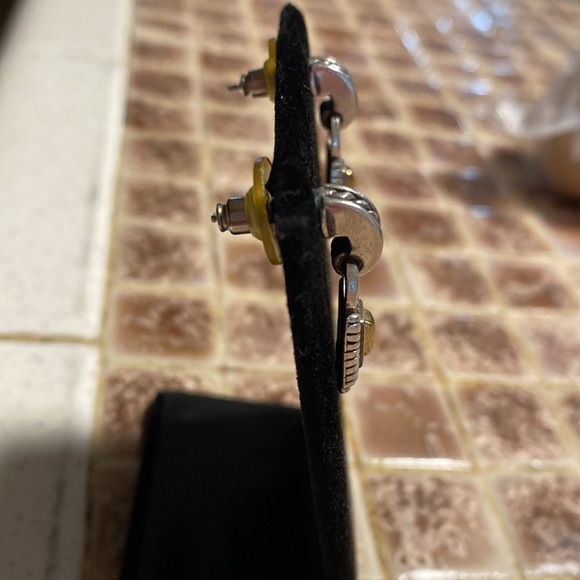 BRIGHTON vintage gold and silver scrolled hoop dangle‎ post earrings - Picture 3 of 5